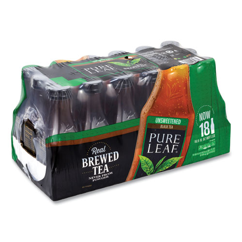 Pure Leaf Unsweetened Iced Black Tea, 16.9 oz Bottle, 18/Carton