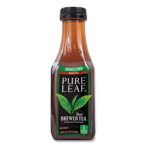 Pure Leaf Unsweetened Iced Black Tea, 16.9 oz Bottle, 18/Carton