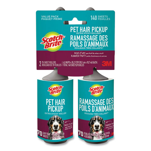 Pet Hair Pickup Lint Roller, 70 Sheets/Roller, 2/Pack