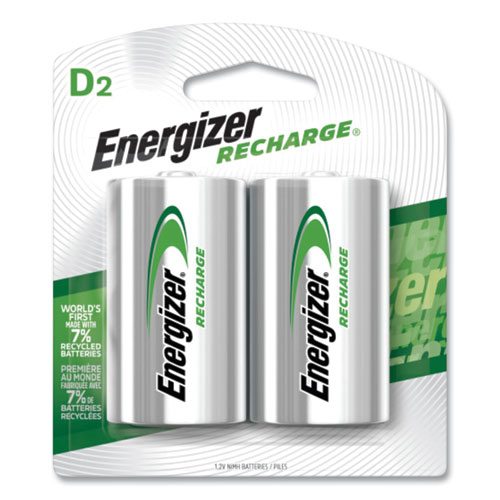 Energizer® NiMH Rechargeable D Batteries, 1.2 V, 2/Pack
