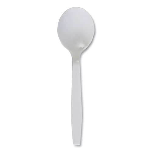 Mediumweight Polystyrene Cutlery, Soup Spoon, White, 1,000/Carton