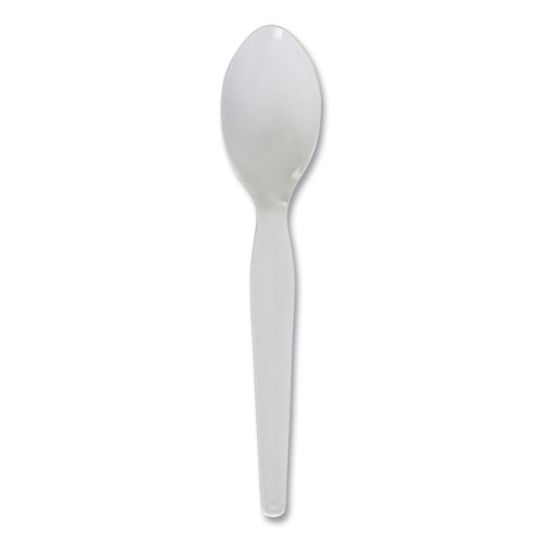 Heavyweight Polystyrene Cutlery, Teaspoon, White, 1000/Carton