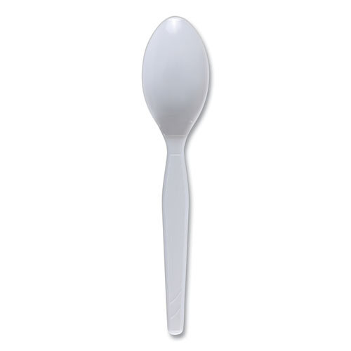 Image of Boardwalk® Mediumweight Polystyrene Cutlery, Teaspoon, White, 100/Box