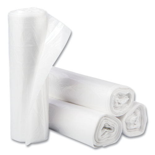 Inteplast Group High-Density Commercial Can Liners, 30 gal, 10 mic, 30" x 37", Clear, 25 Bags/Roll, 20 Interleaved Rolls/Carton