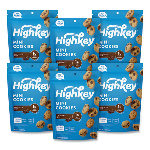HighKey® Chocolate Chip Cookies, 2 oz, Bag, 6/Carton, Ships in 1-3 Business Days
