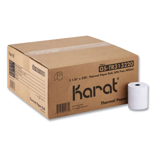 Image of Thermal Paper Rolls, 3.13" x 220 ft, White, 50 Rolls/Carton