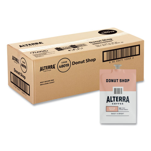 Alterra Donut Shop Coffee Freshpack, Donut Shop, 0.28 oz Pouch, 100/Carton