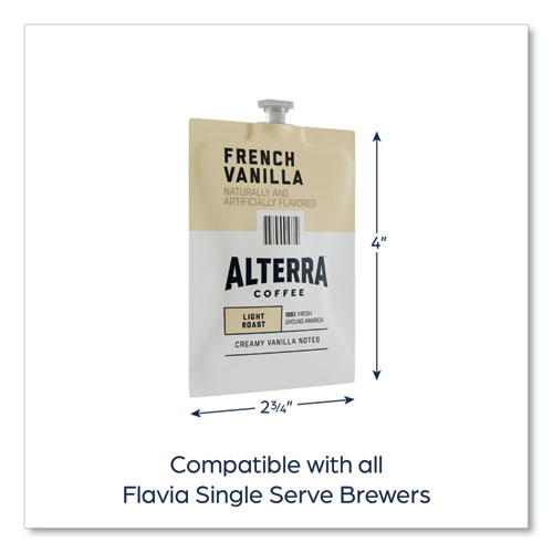 Alterra French Vanilla Coffee Freshpack, French Vanilla, 0.23 oz Pouch, 100/Carton