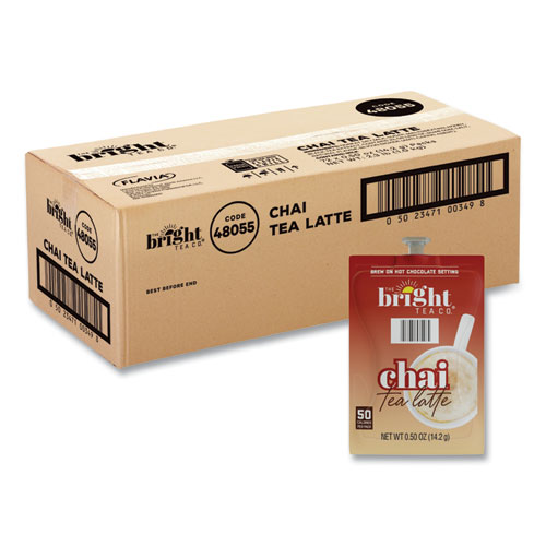 Image of The Bright Tea Co. Chai Tea Latte Freshpack, Chai Latte, 0.5 oz Pouch, 72/Carton