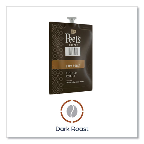 Peet's French Roast Coffee Freshpack, French Roast, 0.35 oz Pouch, 76/Carton