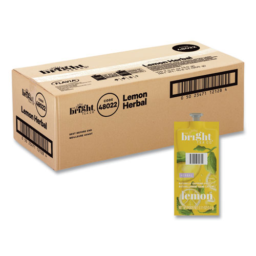 Image of The Bright Tea Co. Lemon Herbal Tea Freshpack, Lemon, 0.11 oz Pouch, 100/Carton