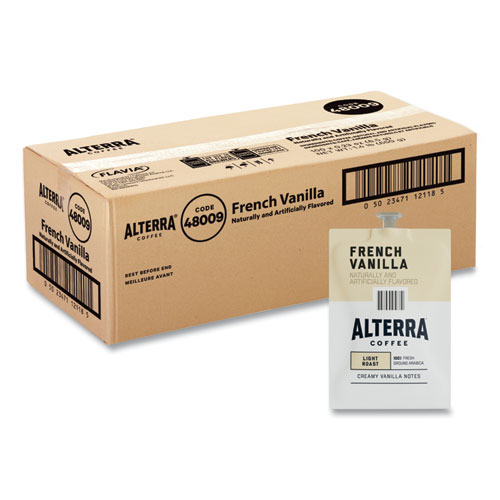 Alterra French Vanilla Coffee Freshpack, French Vanilla, 0.23 oz Pouch, 100/Carton