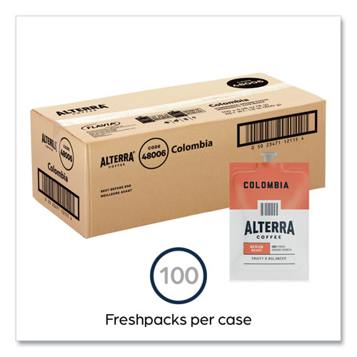 Alterra Columbia Coffee Freshpack, Columbia, 0.28 oz Pouch, 100/Carton