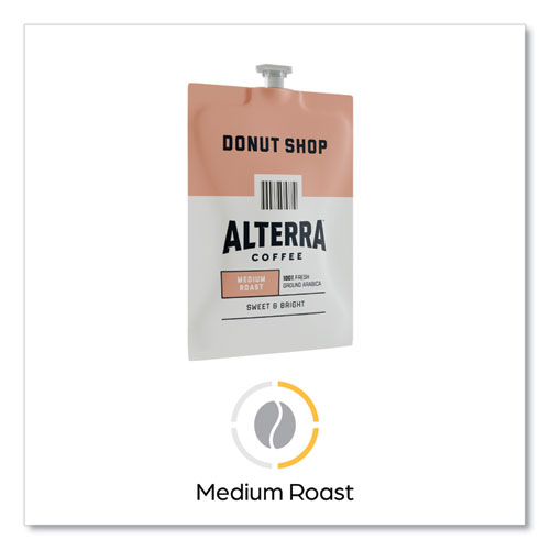 Alterra Donut Shop Coffee Freshpack, Donut Shop, 0.28 oz Pouch, 100/Carton