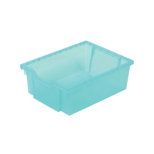 Callero Tilted Tray Trolley Set 01, Antimicrobial, Metal, 9 F2 Deep Bins, 40.6" x 17.3" x 41.5", Silver/Translucent Kiwi