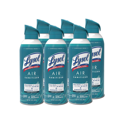 LYSOL® Brand Air Sanitizer Spray, Light Breeze Scent, 10 oz Aerosol Can, 6/Carton