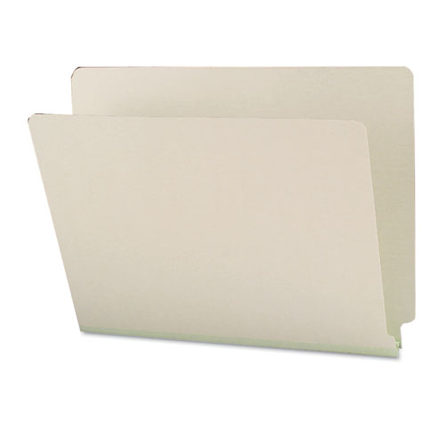 Extra-Heavy Recycled Pressboard End Tab Folders, Straight Tab, 1" Expansion, Letter Size, Gray-Green, 25/Box