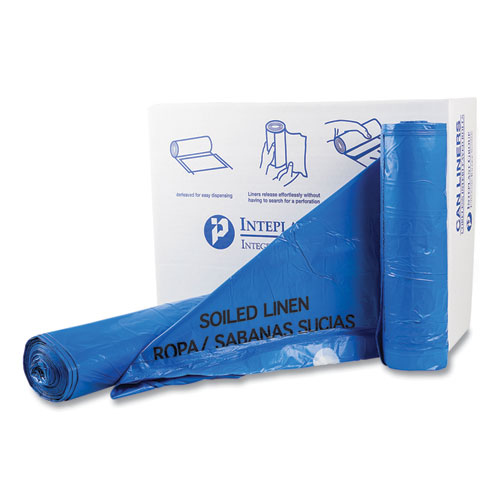 Draw-Tuff Institutional Draw-Tape Can Liners, 30 gal, 1 mil, 30.5" x 40", Blue, 25 Bags/Roll, 8 Rolls/Carton
