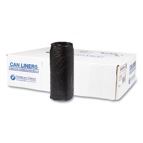 Inteplast Group High-Density Commercial Can Liners, 16 gal, 8 mic, 24" x 33", Black, 50 Bags/Roll, 20 Interleaved Rolls/Carton