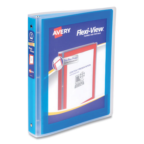 Image of Flexi-View Binder with Round Rings, 3 Rings, 1" Capacity, 11 x 8.5, Blue