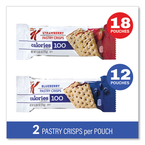 Special K Pastry Crisps, (36) Strawberry; (24) Blueberry, 0.88 oz, 2/Pouch, 30 Pouches/Carton