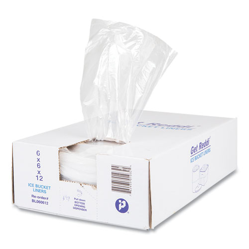 Inteplast Group Ice Bucket Liner Bags, 3 qt, 0.24 mil, 12" x 12", Clear, 1,000/Carton
