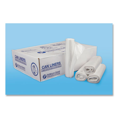 Inteplast Group High-Density Commercial Can Liners, 30 gal, 13 mic, 30" x 37", Clear, 25 Bags/Roll, 20 Interleaved Rolls/Carton