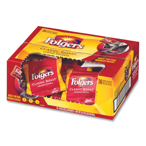 Image of Folgers® Coffee, Classic Roast, 0.9 Oz Fractional Packs, 36/Carton