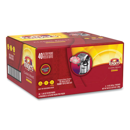 Folgers® Coffee Filter Packs, Classic Roast, 1.4 oz Pack, 40/Carton