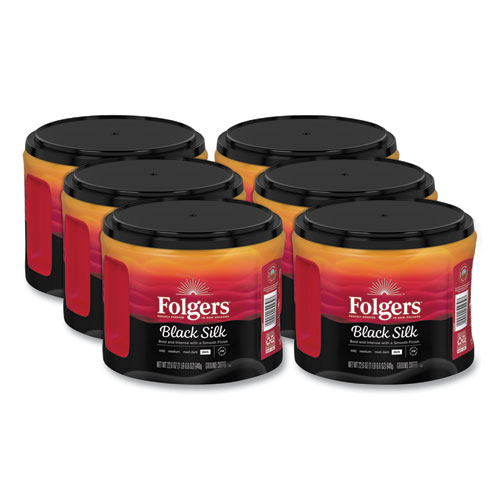 Image of Folgers® Coffee, Black Silk, 22.6 Oz Canister, 6/Carton