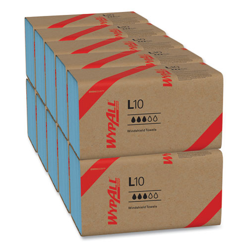 L10 Windshield Towels, 1-Ply, 9.1 x 10.25, Light Blue, 224/Pack, 10 Packs/Carton