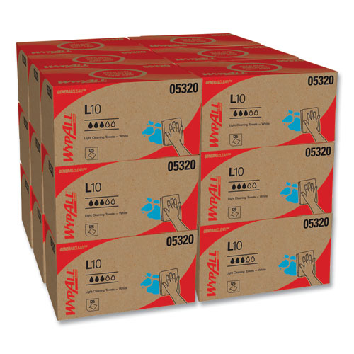 WypAll® L10 Towels POP-UP Box, 1-Ply, 12 x 10.25, White, 125/Box, 18 Boxes/Carton