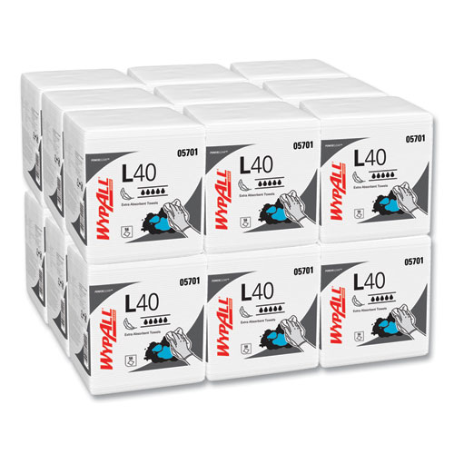 WypAll® L40 Towels, POP-UP Box, 10.8 x 10, White, 90/Box, 9 Boxes/Carton