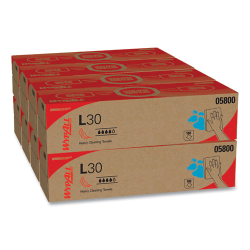WypAll® L30 Towels, POP-UP Box, 10 x 9.8, White, 120/Box, 10 Boxes/Carton