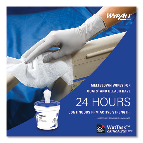 Critical Clean Wipers for Bleach, Disinfectants, Sanitizers WetTask Customizable Wet Wiping System, 90/Roll, 6 Rolls/Carton