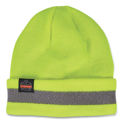 N-Ferno 6803 Reflective Rib Knit Winter Hat, One Size Fits Most, Lime, Ships in 1-3 Business Days