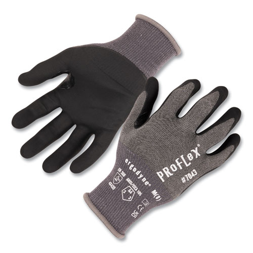 ergodyne® ProFlex 7043 ANSI A4 Nitrile Coated CR Gloves, Gray, 2X-Large, 1 Pair, Ships in 1-3 Business Days