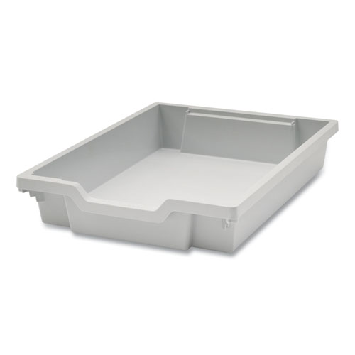 F1 Shallow Trays for Gratnells Storage Frames and Trolleys, 1 Section, 1.85 gal, 12.28" x 16.81" x 3.25", Light Gray, 8/Pack