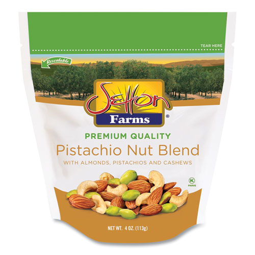 Setton Farms® Pistachio Nut Blend, Pistachio, Almonds, Cashews, 4 oz Bag, 10/Carton