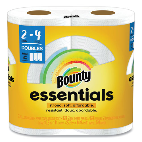 Essentials Select-A-Size Kitchen Roll Paper Towels, 2-Ply, 124 Sheets/Roll, 6 Rolls/Carton