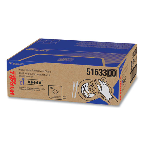 Image of Wypall® Heavy-Duty Foodservice Cloths, 12.5 X 23.5, Blue, 100/Carton
