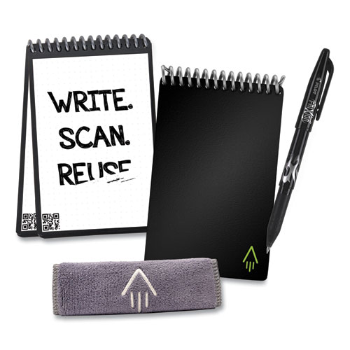 Mini Notepad, Black Cover, Dot Grid Rule, 3.5 x 5.5, Black/White, 24 Sheets