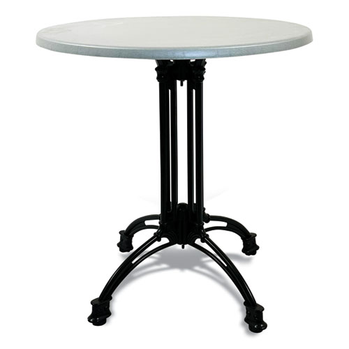 Topalit Tables, Round, 36" dia x 29"h, Silver Top, Black Iron Base/Legs