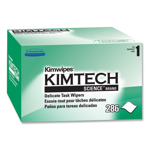 Image of Kimtech™ Kimwipes, Delicate Task Wipers, 1-Ply, 4.4 X 8.4, Unscented, White, 286/Box