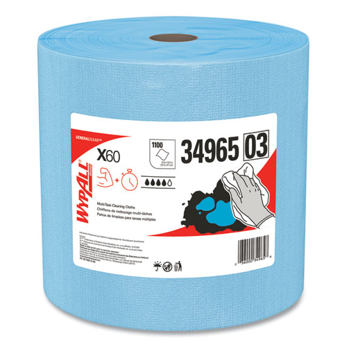 Image of Wypall® General Clean X60 Cloths, Jumbo Roll, 12.5 X 13.4, Blue, 1,100/Roll