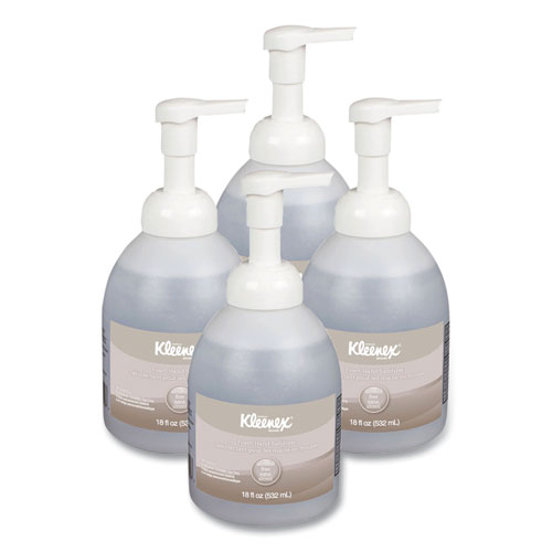Image of Kleenex® Alcohol-Free Foam Hand Sanitizer, 18 Oz Pump Bottle, Fragrance-Free, 4/Carton