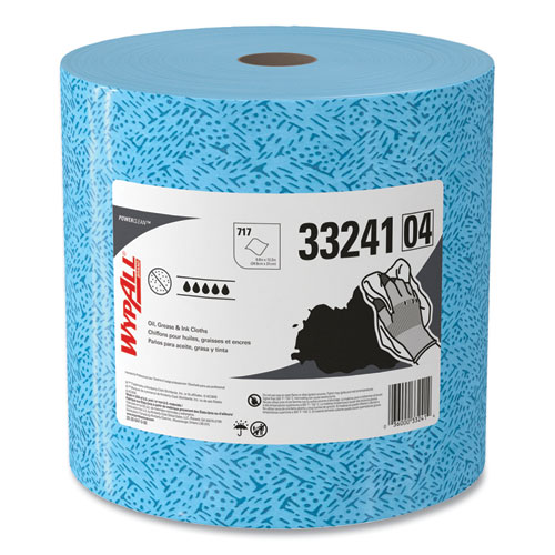 WypAll® Oil, Grease and Ink Cloths, Jumbo Roll, 9.8 x 12.2, Blue, 717/Roll