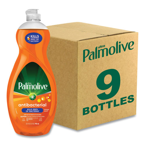 Palmolive® Ultra Antibacterial Dishwashing Liquid, Orange Scent, 32.5 oz Bottle, 9/Carton