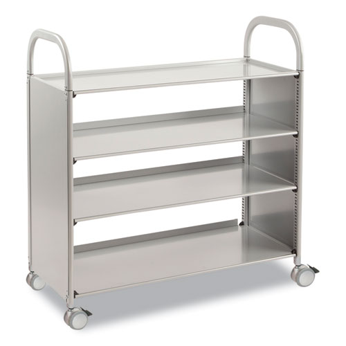 Callero Plus Flat Shelf Trolley, Metal, 4 Shelves, 40.6" x 17.3" x 41.5", Silver