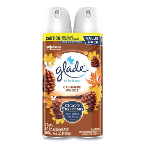 Glade® Air Freshener, Cashmere Woods, 8.3 oz Aerosol Spray,  3/Carton